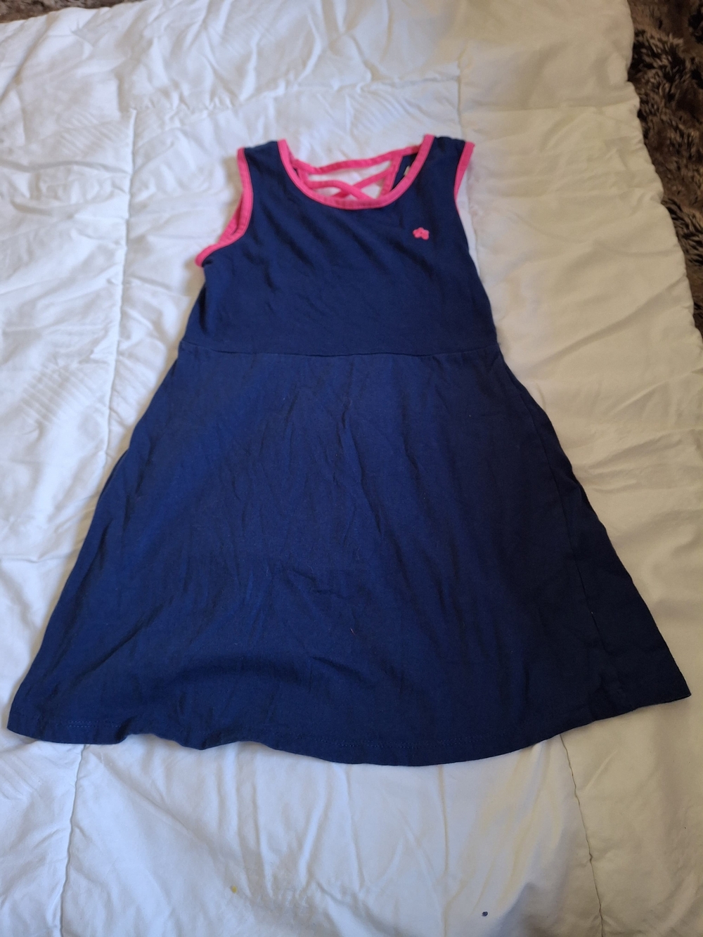 Limited Too Navy Dress with Bright Pink Trim